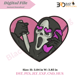 Heart Eyes Ghostface Halloween Design for Machine Embroidery | Instant download
