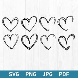 Heart Bundle Svg, Heart Svg, Valentines Day Svg, Sketch Heart Svg, Simple Heart Svg, Png Jpg Pdf Digital File