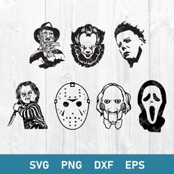 Horror Movies Face Bundle Svg, Horror Movies Characters Svg, Horror Svg, Halloween Svg, Png Dxf Eps file