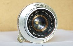 Industar-22 red P 3.5/50 USSR lens for SLR Zenit KMZ M39 mount