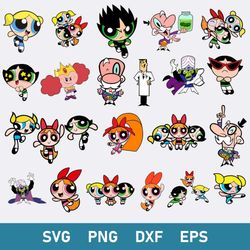 Powerpuff Girls Bundle Svg, Superhero Girl Svg, Cartoon Svg, Png Dxf Eps Digital File