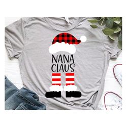 Nana Christmas Svg, Nana Claus Svg, Grandma Christmas Svg, Buffalo Plaid Santa Hat, Christmas Shirt Svg, Funny Svg File