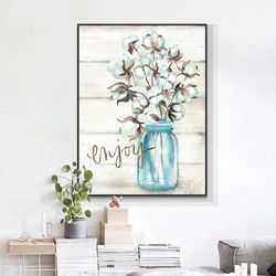 White Flower in Vase Abstract Oil Painting on Canvas Art Cuadros Posters and Prints Nordic Modern Wall Picture for Livin