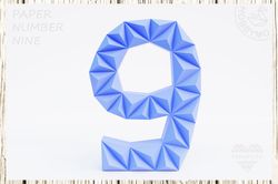 DIY Paper Number Nine 3D Papercraft Printable PDF