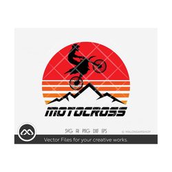Motocross SVG file Sunset Mountain - motocross svg, clipart, sports svg, dirt bike svg, sihouette, cut file