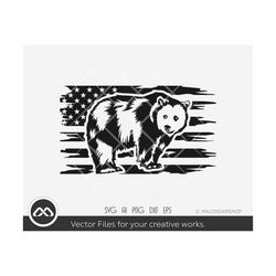 Bear SVG Us flag - Bear svg, papa bear svg, baby bear svg, bear silhouette, png, clipart