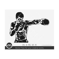 boxing fighter silhouette  svg, kick boxing svg, boxing clipart, boxer svg, dxf, eps, png for lovers