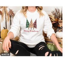Merry Christmas Trees | Christmas Sweatshirt | Holiday Gift Sweatshirt | Christmas Gift | Unisex - Men and Women's Sweat