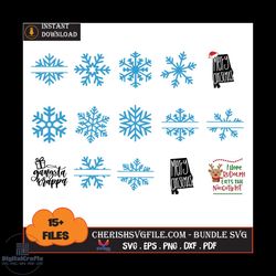 15 Files Snow Christmas Bundle Svg, Christmas Svg, Snow Bundle Svg