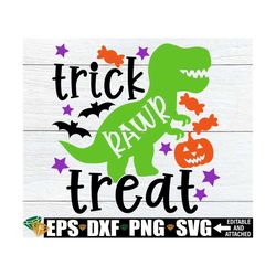 Trick Rawr Treat, Boys Halloween svg, Kids Halloween Shirt svg, Halloween Tote svg, Halloween Candy Bag svg,Trick Or Tre