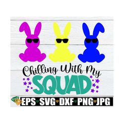Chilling with my Squad.Easter Bunnies. Easter SVG. Cute Easter svg. Kids Easter SVG. Bunnies With Sunglasses. Digital. C