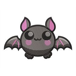 Cute Bat Embroidery Design, Fill and Sketch Stitch, Funny Happy Halloween for Kids, Machine files in 4 sizes