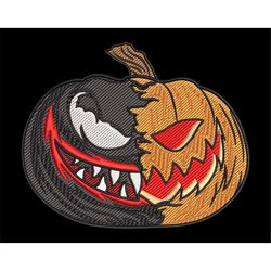 Pumpkin Embroidery Design, Halloween Infected Angry Pumpkin designs, Machine embroidery files in 3 sizes