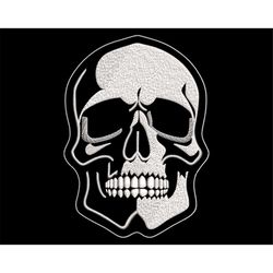 Brutal White Skull Embroidery Design - Zombie Man Face for Dark Textiles, Halloween Skeleton Theme, Digital Machine File