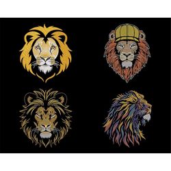 Lion Face Embroidery Bundle for Dark Fabrics - Fill and Sketch Stitch Designs, Majestic King of the Jungle, Machine Embr