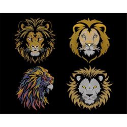 Sketch Lion Head Embroidery Bundle - Quick Stitch Wild King for Dark Fabric - Majestic Machine Designs