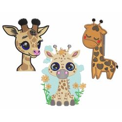 Baby Giraffe Embroidery Designs BUNDLE, Cute Fill Sketch Stitch African Baby Animals, Safari Nursery Theme, Machine embr