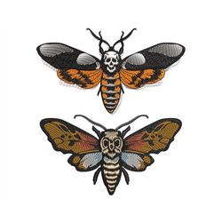 Mysterious Death Head Moth Embroidery Designs BUNDLE - Realistic Hawk Moth with Skull Artistry, Creepy Insect Theme, Mac