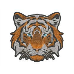Bengal Tiger Head Embroidery Design - Sketch Stitch Wild Animal Face on Filled Black Underlay for Jungle Enthusiasts, Di