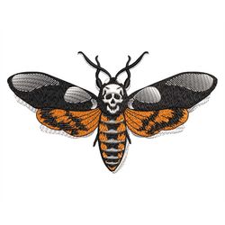 Death Head Moth Embroidery Design, Realistic Hawk Moth Skull Machine PES files in 4 sizes