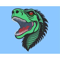 Angry T-REX Dinosaur Head Embroidery Design, Danger Predator, Partially Sketch/Quick Stitch, Machine embroidery files in