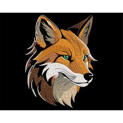 Turned Fox Face Embroidery Design - Detailed Wild Animal Pattern for Dark Fabrics, Fairy Tale Forest, Woodland Nursery D