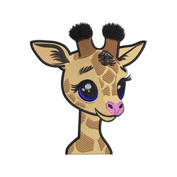 Baby Giraffe Embroidery Design, Cute Big-Eyed African Baby Animal, Safari Nursery Theme, Machine embroidery files in 4 s