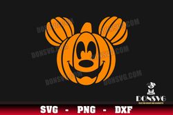 Halloween Pumpkin Mickey Mouse Head SVG PNG DXF for Cricut Silhouette Cut Files Disney Designs