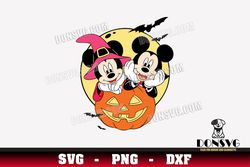 Minnie and Mickey with Halloween Pumpkin SVG PNG DXF for Cricut Silhouette Cut Files Disney Designs