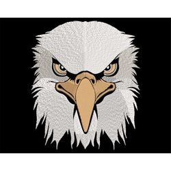The Bald Eagle Embroidery Design - Fill Stitch Majestic Bird Head for Dark Fabrics, Symbol of U.S. Patriotism, Machine E