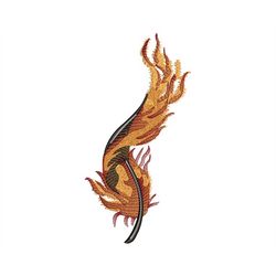 Phoenix Feather Embroidery Design, Burning Feather, Fantasy Magic Fire Bird, Machine PES files in 4 sizes