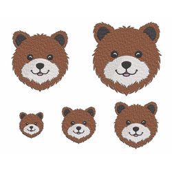 Happy Baby Bear Face Embroidery Design, Fill Stitch Bear Head, Forest Animal, Mini Teddy Boy, Machine embroidery files i