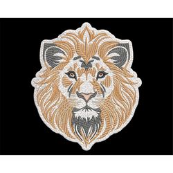 Royal White Lion Head Embroidery Design - Fill Stitch Majestic Animal Pattern, African King, Machine Embroidery Files