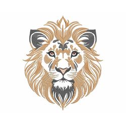 White Lion Head Embroidery Design, for Light-Colored Fabric, Sketch Stitch Wild Animal's King Face, Machine embroidery f