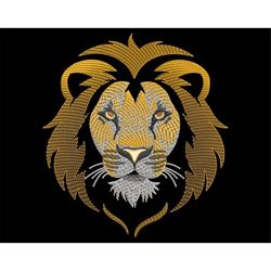 Regal Golden Lion Head Embroidery Design - Quick Stitch Style, Perfect for Dark Fabrics, King of the Jungle, Machine Emb