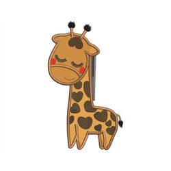 Cute Baby Giraffe Embroidery Design, Birthday Girl or Boy Machine embroidery PES files in 4 sizes