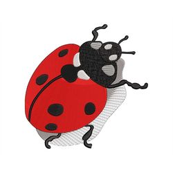 Ladybug Embroidery Designs, Ladybird Beetle with Shadow, Machine embroidery files in 4 sizes