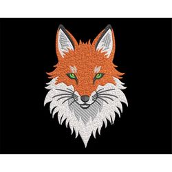 Fox Face Embroidery Design, Fill Stitch Wild Animal, Green Eyes, Fairy Tale Nursery Decor, Machine embroidery files in 4