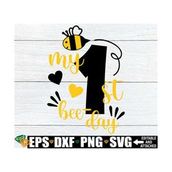 My 1st Bee-Day, First Birthday, 1st Birthday, Cute 1st Birthday, Cute First Birthday, Bee First Birthday, Cut File, SVG,