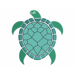 Sea Turtle Embroidery Design, Green Ocean Tribal Animal, Machine embroidery files in 4 sizes