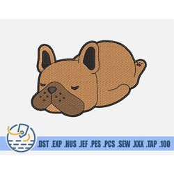French Bulldog Embroidery File - Instant Download - Simple Cartoon Pet Design - Sleeping Dog Pattern For Patches - Machi