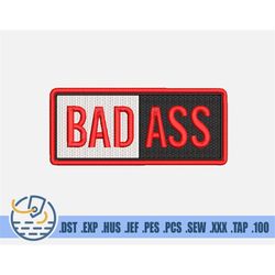 Bad Ass Embroidery File - Instant Download - Simple Font For Clothing Decoration - Punk Rock Pattern For Patches - Gift