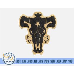 Black Bulls Embroidery File - Instant Download - Magic Knights Logo For Clothing Decoration - Anime Pattern For Patches