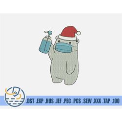 Christmas Bear Embroidery File - Instant Download - Funny Polar Bear For Baby And Newborn - Cute White Animal For Gift D