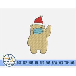 Christmas Bear Embroidery File - Instant Download - Funny Brown Bear For Clothing Decoration - Cute Gift Design For Baby
