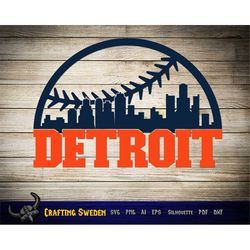 Detroit Baseball Skyline for cutting & - SVG, AI, PNG, Cricut and Silhouette Studio