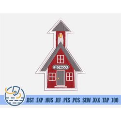 School House Embroidery File - Instant Download - Back To School Clothing Decoration - Kids Art Design Pattern For Patch