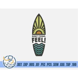 Surfing Embroidery File - Instant Download - Extreme Sport Text Design For Clothing Decoration - Cartoon Surfboard Art P