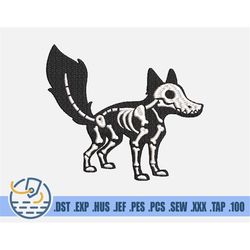 Skeleton Dog Embroidery File - Instant Download - Halloween Art For Scary Party - Cartoon Pet Design For Clothing Decora