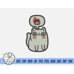 Cute White Cat Embroidery File - Instant Download - Cartoon Pet For Baby And Newborn - Funny Kitten For Clothing Decorat